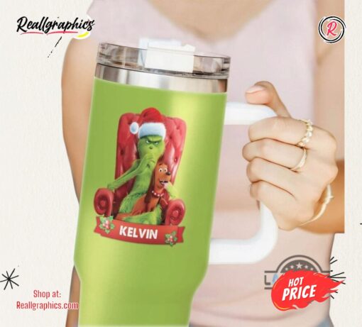 Grinch 40Oz Tumbler On The Couch Christmas Cup With Handle Santa Grinch Stainless Steel Stanley Cup How 40 Oz Xmas Travel Mugs Merry Grinchmas Gift
