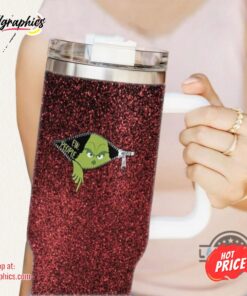 Grinch Christmas Tumbler Ew People Grinch Zipper Faux Gliiter Red Pattern 40Oz Cups