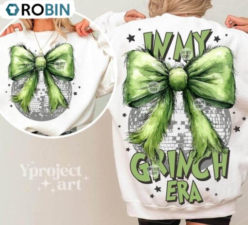 Grinchmas Coquette Bow Sweatshirt, Funny Christmas Shirt, Long Sleeve Cotton, Hoodie