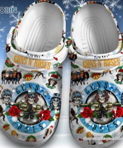 Gun And Roses Merry Christmas White Classic Crocs