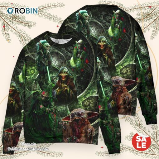 Halloween Starwars Yoda Creepy Halloween Sweater, Star Wars Ugly Sweatshirt