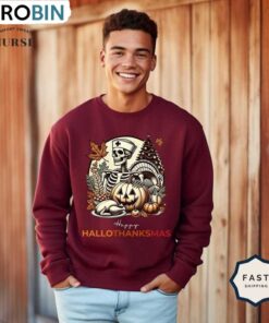 Happy Hallothanksmas Nurse Sweatshirt, Funny Halloween Shirt, Long Sleeve Cotton, Hoodie