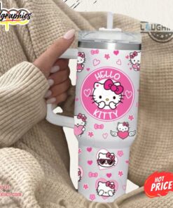 Hello Kitty Stanley 40Oz Cup Dupe 40 Oz Sanrio Character Stainless Steel Tumbler Starbucks Coffee Pink Valentines Day Gift Cartoon Travel Cups