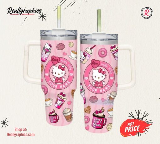 Hello Kitty Tumbler 40oz, Custom Hello Kitty Tumbler, Cute Cat Tumbler
