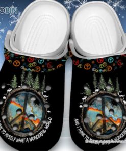 Hippie and Wonderful World Printed 3D Printed Crocs Clogs Shoes