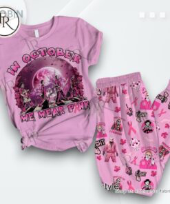 Horror Movies In October We Wear Pink Pajamas Set   Pink Horror Movies In October We Wear Pink Pajamas Set   Pink