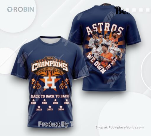 Houston Astros Back To Back To Back 2024 American League West Champions AOP Clothing (Hoodie, Sweatshirt, T Shirt)