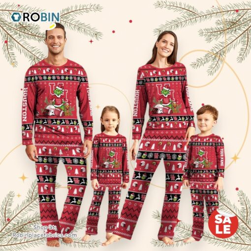 Houston Cougars NCAA Custom Name Grinch Christmas And Sport Team Pajama Set
