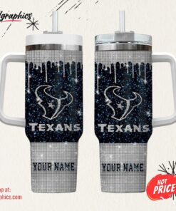 Houston Texans Personalized NFL Glitter and Diamonds Bling 40oz Stanley Tumbler