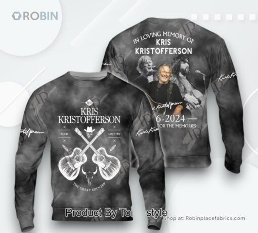 In Loving Memory Of Kris Kristofferson 1959 2024 Thank You For The Memories AOP Clothing (Hoodie, Sweatshirt, T Shirt)