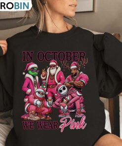 In October We Wear Pink Sweatshirt, Thug Life Christmas Halloween Shirt, Long Sleeve Cotton, Hoodie
