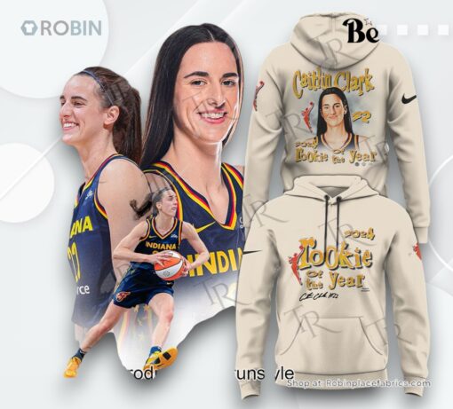 Indiana Fever Caitlin Clark Playa Society Cream 2024 WNBA Rookie of the Year AOP Clothing (Hoodie, Sweatshirt, T Shirt)
