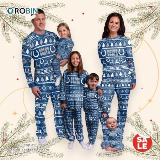 Indianapolis Colts NFL Patterns Essentials Christmas Holiday Family Matching Pajama Sets
