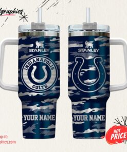 Indianapolis Colts NFL Personalized New Camo Pattern Stanley Tumbler 40oz