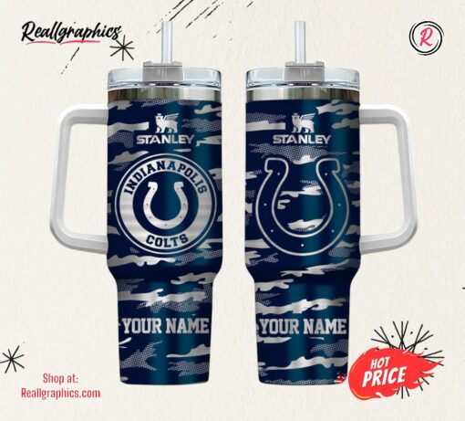 Indianapolis Colts NFL Personalized New Camo Pattern Stanley Tumbler 40oz