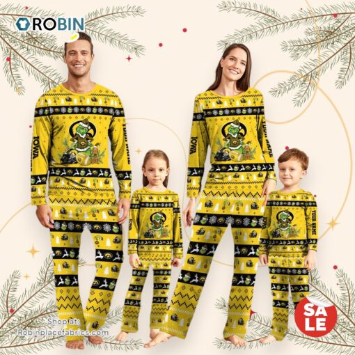 Iowa Hawkeyes NCAA Custom Name Grinch Christmas And Sport Team Pajama Set