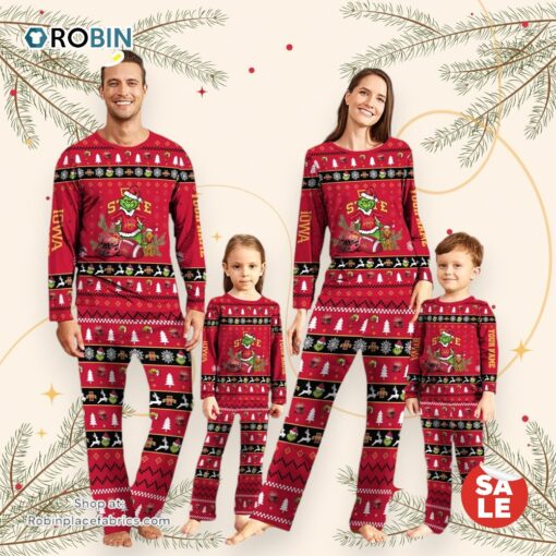Iowa State Cyclones NCAA Custom Name Grinch Christmas And Sport Team Pajama Set
