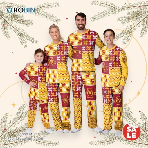 Iowa State Cyclones NCAA Patterns Essentials Christmas Holiday Family Matching Pajama Sets