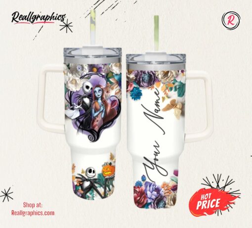Jack Skellington And Sally Customized 40oz Tumbler Gift For Valentine