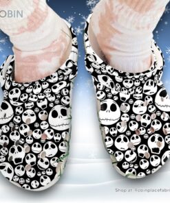 Jack Skellington Face Pattern 3D Printed Crocs Clogs Shoes