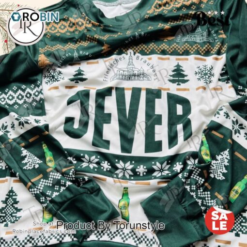 Jever Beer Ugly Christmas Sweater   Festive German Brewery Themed Holiday Pullover