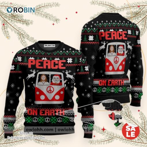 Jesus & Santa Peace On Earth Ugly Christmas Sweater, Jesus Christmas Sweater