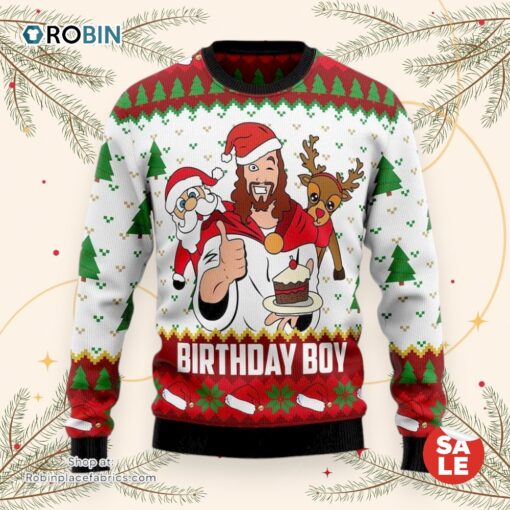Jesus Birthday Boy Ugly Christmas Sweater, Jesus Christmas Sweater