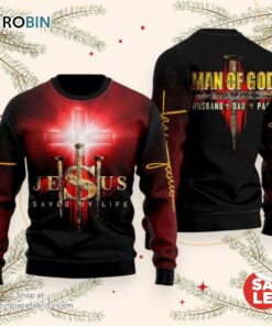Jesus Man Of God Ugly Christmas Sweater, Jesus Christmas Sweater