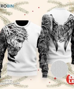 Jesus Tattoo Ugly Christmas Sweater, Jesus Christmas Sweater