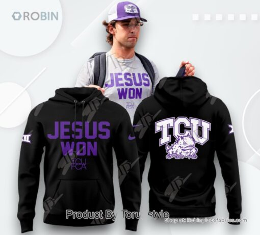Jesus Won TCU Football T Shirt   Black