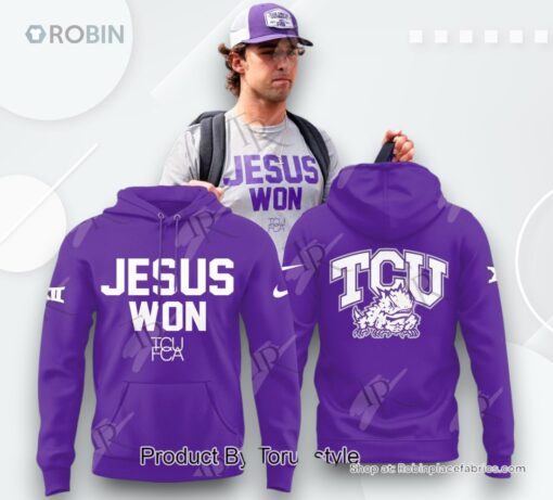Jesus Won TCU Football T Shirt   Purple