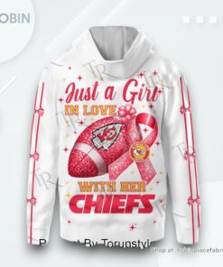 Just A Girl In Love With Her Kansas City Chiefs Pink Cancer AOP Clothing (Hoodie, Sweatshirt, T Shirt)
