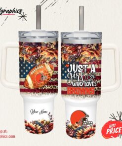 Just A Girl Loves CBR Fall Flower Sublimation Pattern 40oz Tumbler with Handle and Straw Lid