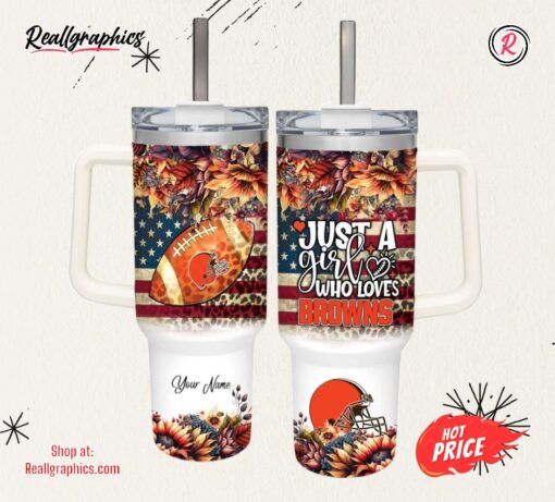 Just A Girl Loves CBR Fall Flower Sublimation Pattern 40oz Tumbler with Handle and Straw Lid