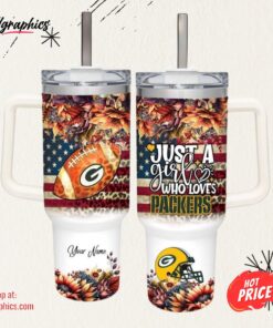 Just A Girl Loves GBP Fall Flower Sublimation Pattern 40oz Tumbler with Handle and Straw Lid
