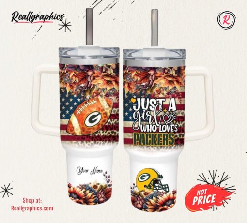 Just A Girl Loves GBP Fall Flower Sublimation Pattern 40oz Tumbler with Handle and Straw Lid