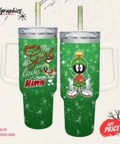 Just A Girl Loves Marvin the Martian 40oz Tumbler with Handle and Straw Lid