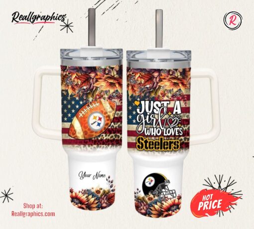 Just A Girl Loves PS Fall Flower Sublimation Pattern 40oz Tumbler with Handle and Straw Lid