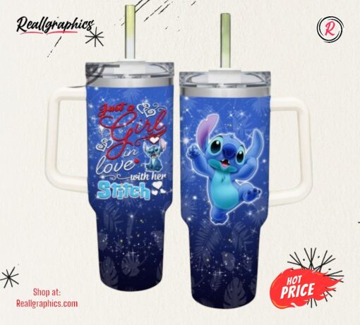 Just A Girl Loves Stitch 40Oz Tumbler With Handle