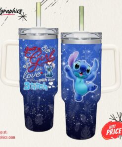 Just A Girl Loves Stitch 40oz Tumbler with Handle and Straw Lid