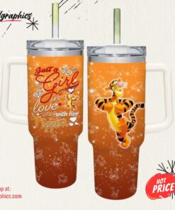 Just A Girl Loves Tigger 40oz Tumbler with Handle and Straw Lid