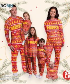 Kansas City Chiefs NFL Patterns Essentials Christmas Holiday Family Matching Pajama Sets