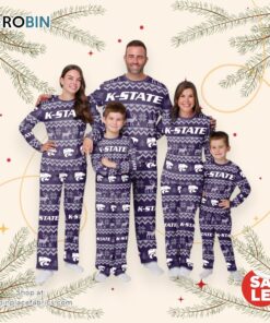 Kansas State Wildcats NCAA Patterns Essentials Christmas Holiday Family Matching Pajama Sets