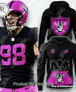 Las Vegas Raiders Breast Cancer Awareness 2024 AOP Clothing (Hoodie, Sweatshirt, T Shirt)
