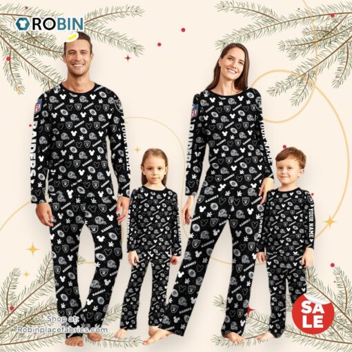 Las Vegas Raiders NFL And Mickey Mouse Pajamas Custom Your Name