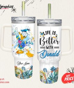 Life Is Better With Donald Duck 40oz Tumbler with Handle and Straw Lid