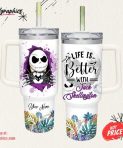 Life Is Better With Jack Skellington 40oz Tumbler with Handle and Straw Lid