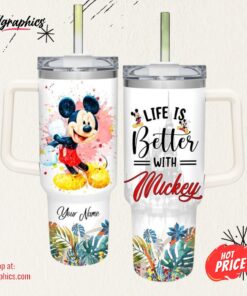 Life Is Better With Mickey Mouse 40oz Tumbler with Handle and Straw Lid