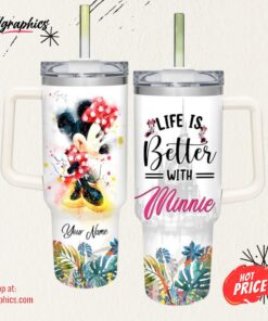 Life Is Better With Minnie Mouse 40oz Tumbler with Handle and Straw Lid
