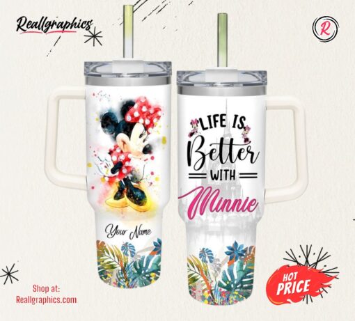 Life Is Better With Minnie Mouse 40oz Tumbler with Handle and Straw Lid